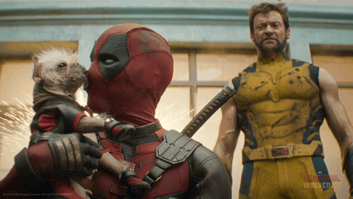 Deadpool And Wolverine Standing Next To Each Other In A Scene From The Movie Wolverine GIF