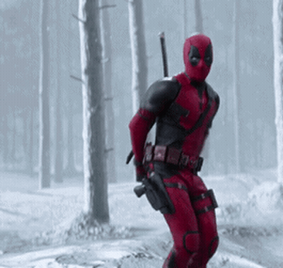 Deadpool Costume Man In Snowy Forest GIF
