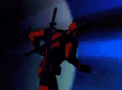 Deadpool Dance Spin Pose With Heart Background GIF