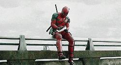 Deadpool Dance While Drawing On Bridge GIF