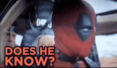 Deadpool In Car Asking Does He Know GIF