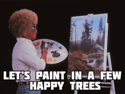 Deadpool Painting Happy Trees GIF