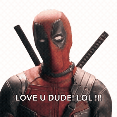 Deadpool Saying Love U Dude Lol Two Swords GIF