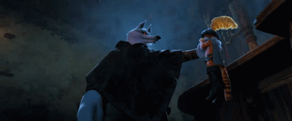 Death Dragging Puss In Boots On Table GIF