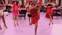 Death Drop Split Red Dress GIF