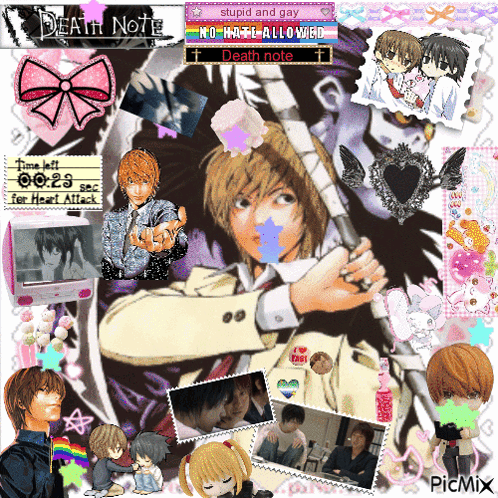 Death Note Collage With No Hate Sign GIF