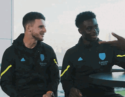Declan Rice Back Hug Bukayo Saka GIF