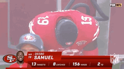 Deebo Samuel Head Down Focused On Goal GIF