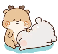 Deer And Hamster Lying On Floor Sticker