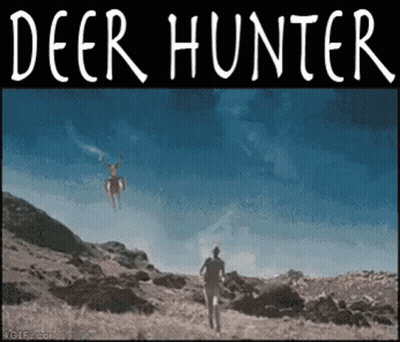 Deer Flying Over Man Deer Hunter GIF