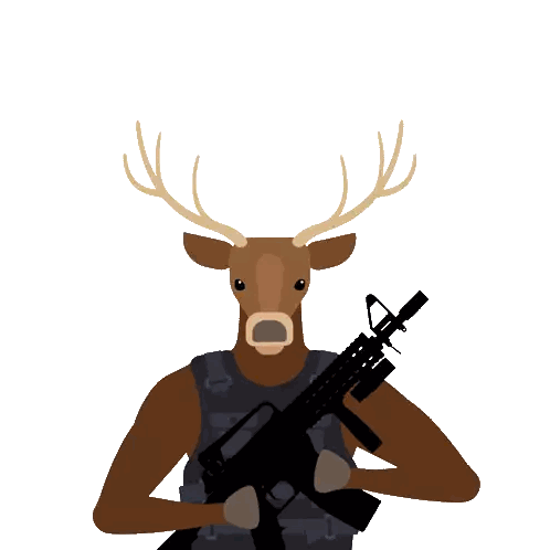 Deer Holding Gun With Open Mouth Sticker