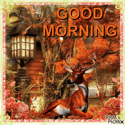 Deer Sitting Under Tree Saying Good Morning GIF