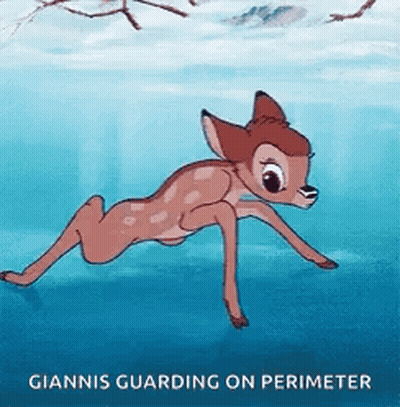 Deer Swimming Giannis Guarding On Perimeter GIF