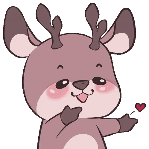 Deer With Antlers Holding Heart Sticker