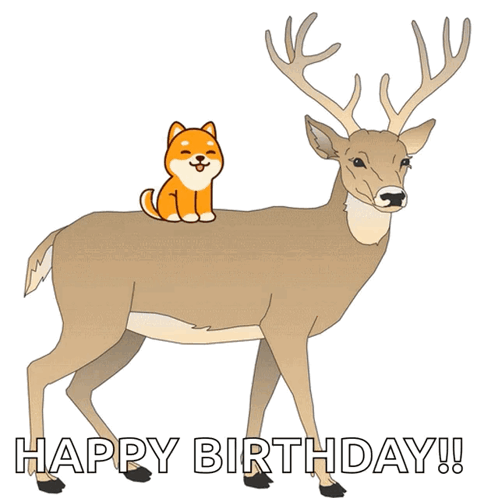 Deer with Dog Happy Birthday