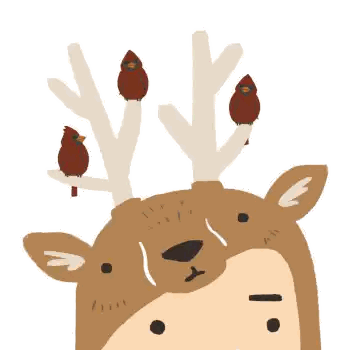 Deer With Three Cardinals On Antlers Sticker
