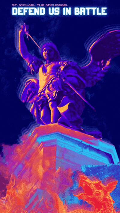 Defend Us In Battle St. Michael Statue GIF