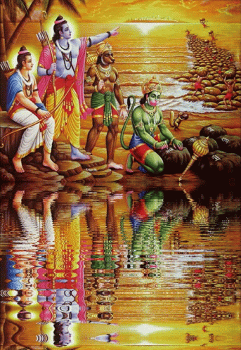 Deities Standing By Water GIF