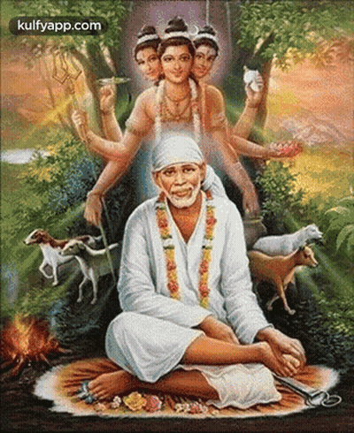 Deity On Pink Flower Surrounded By Pink Flowers GIF