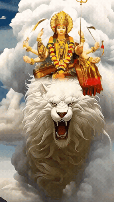 Deity Riding Lion GIF