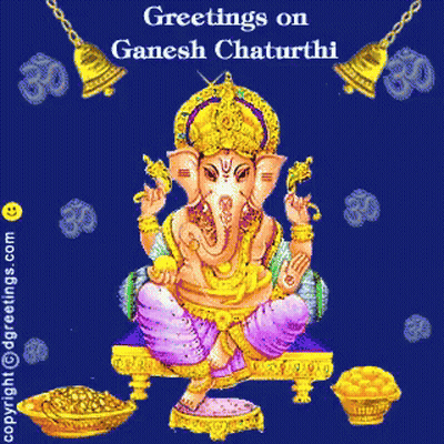 Deity Sitting On Lotus With Flowers GIF