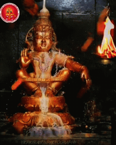 Deity Statue Surrounded By Fountain GIF