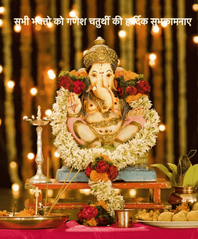 Deity Statue With Flowers GIF