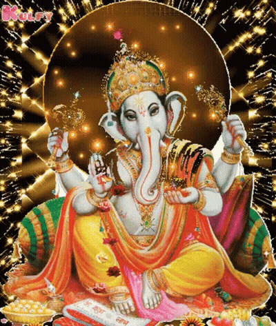 Deity With Elephant Head And Crown GIF