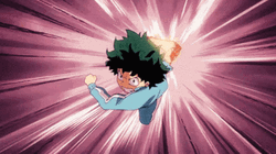 Deku Fighting A Robot Using Detroit Smash GIF