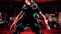 Deku Fighting On Top Of A Building GIF
