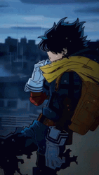 Deku Vigilante Holding Yellow Scarf GIF