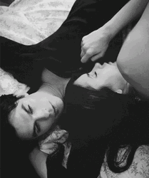 Delena Vampire Diaries Bed Hug Black And White GIF