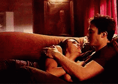 Delena Vampire Diaries Making Out Kiss Couch GIF