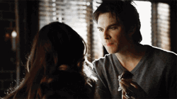 Delena Vampire Diaries Wipe Lips Flirting GIF