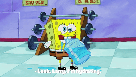 Delighted Spongebob Hydrating Gallon Of Water GIF