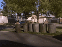 Delorean Crashing Into Trash Cans GIF