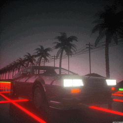 Delorean Driving On The Road At Nighttime GIF