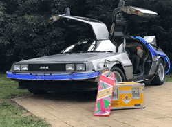 Delorean Parked With Doors Open GIF