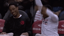 Demar Derozan And Kyle Lowry Funny Celebrate  GIF