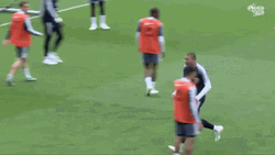 Dembele Chest Bump Impact GIF