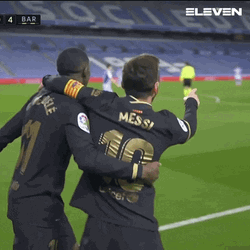 Dembele Hugging Lionel Messi GIF