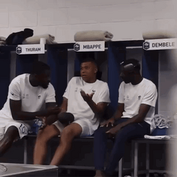 Dembele With Teasing Friends GIF
