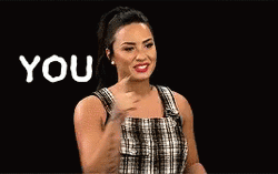 Demi Lovato Excitedly Pointing At You GIF