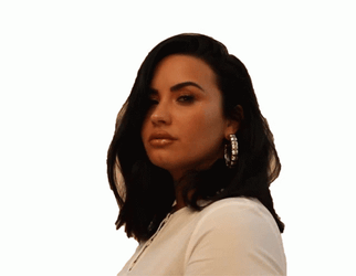 Demi Lovato White Blouse Hoop Loop Earrings GIF