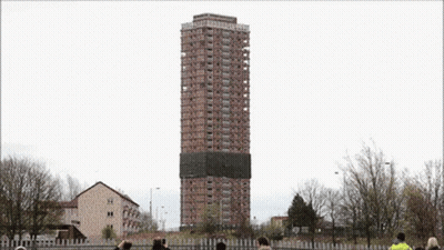 Demolition Team Demolishing Tall Building GIF