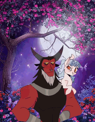 Demon and Pony With Tree