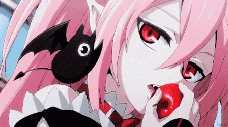 Demon Anime Bitting On Apple GIF