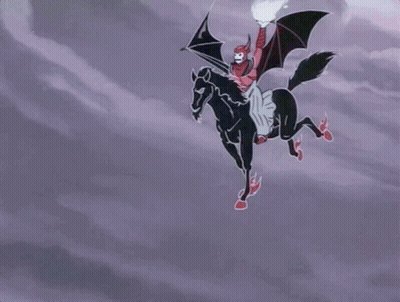 Demon Riding Black Horse With Lightning GIF