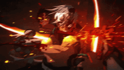 Demon Slayer Fighting Tengen Uzui Vs Gyutaro GIF | GIFDB.com
