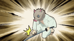 Demon Slayer Inosuke Hashibira Smashing Anime Sword